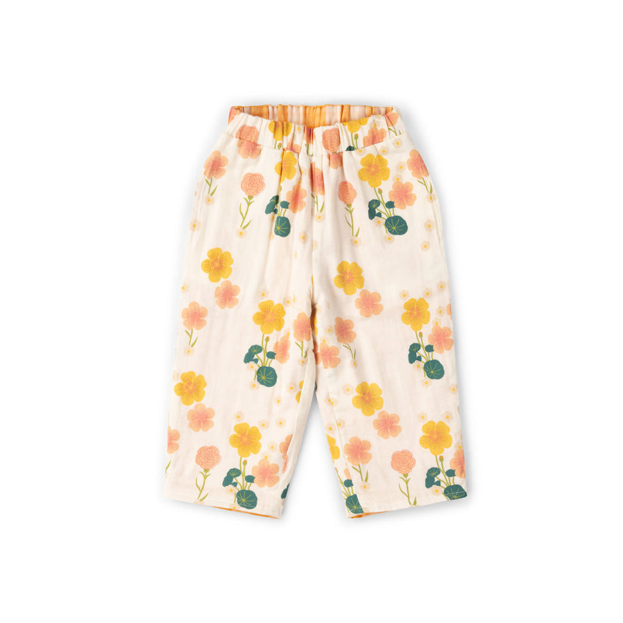 Little Green Radicals Flora Reversible Pull On Trousers - Cream