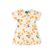 Little Green Radicals Flora Button Through Short Sleeve Dress - Cream