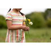 Little Green Radicals Cream Rainbow Button Through Short Sleeve Dress - Multi