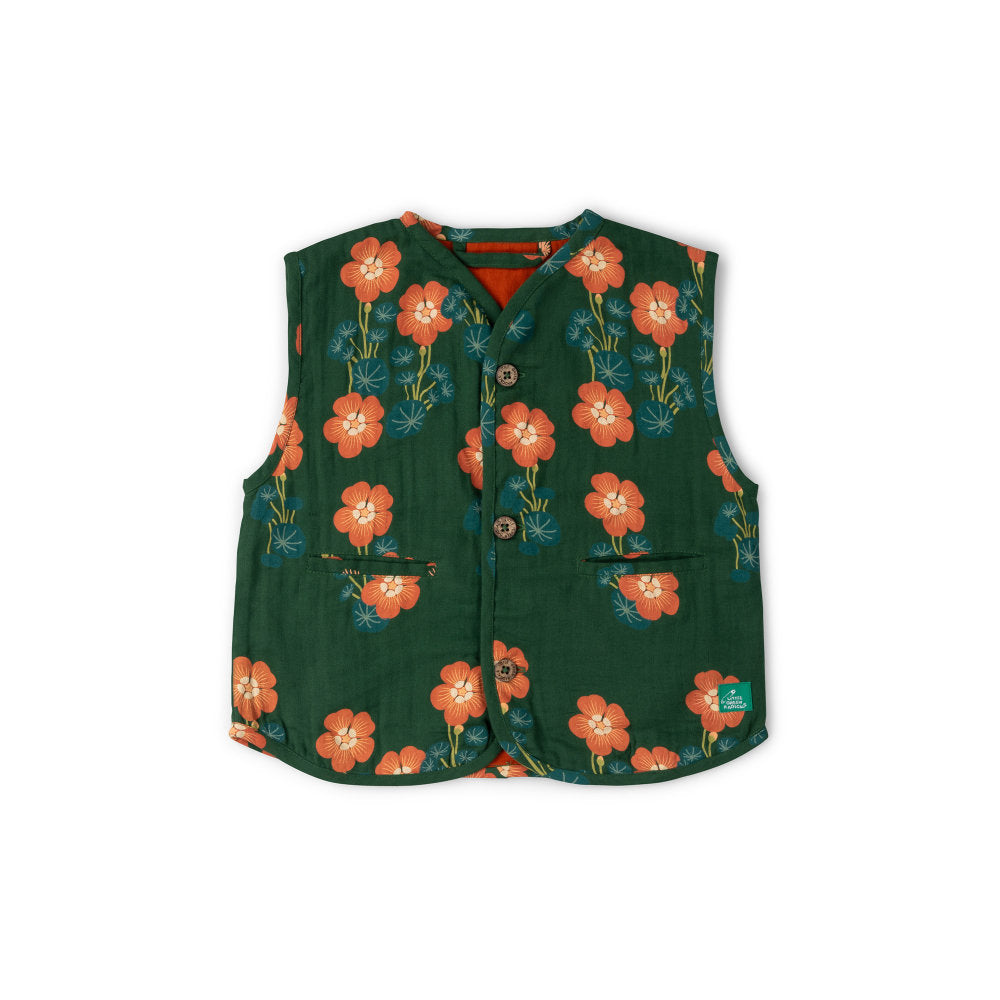 Little Green Radicals Orange Blooms Spring Gilet - Green