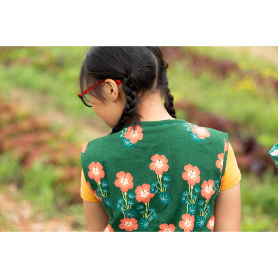 Little Green Radicals Orange Blooms Spring Gilet - Green