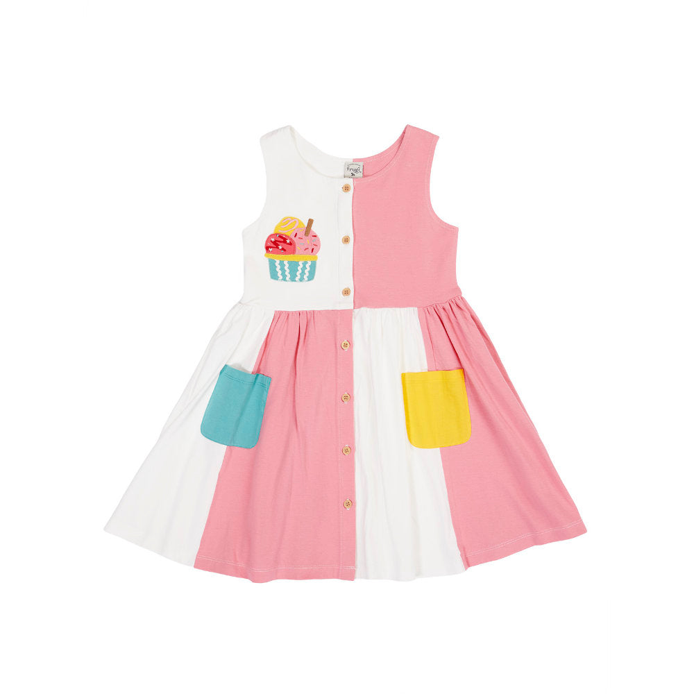 Frugi Henny Hotchpotch Dress - Sea Shell/Ice Cream