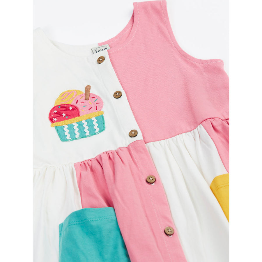Frugi Henny Hotchpotch Dress - Sea Shell/Ice Cream