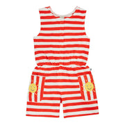 Frugi Harlyn Towelling Playsuit - Papaya Stripe/Sun