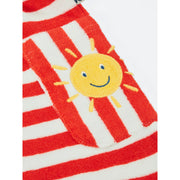 Frugi Harlyn Towelling Playsuit - Papaya Stripe/Sun