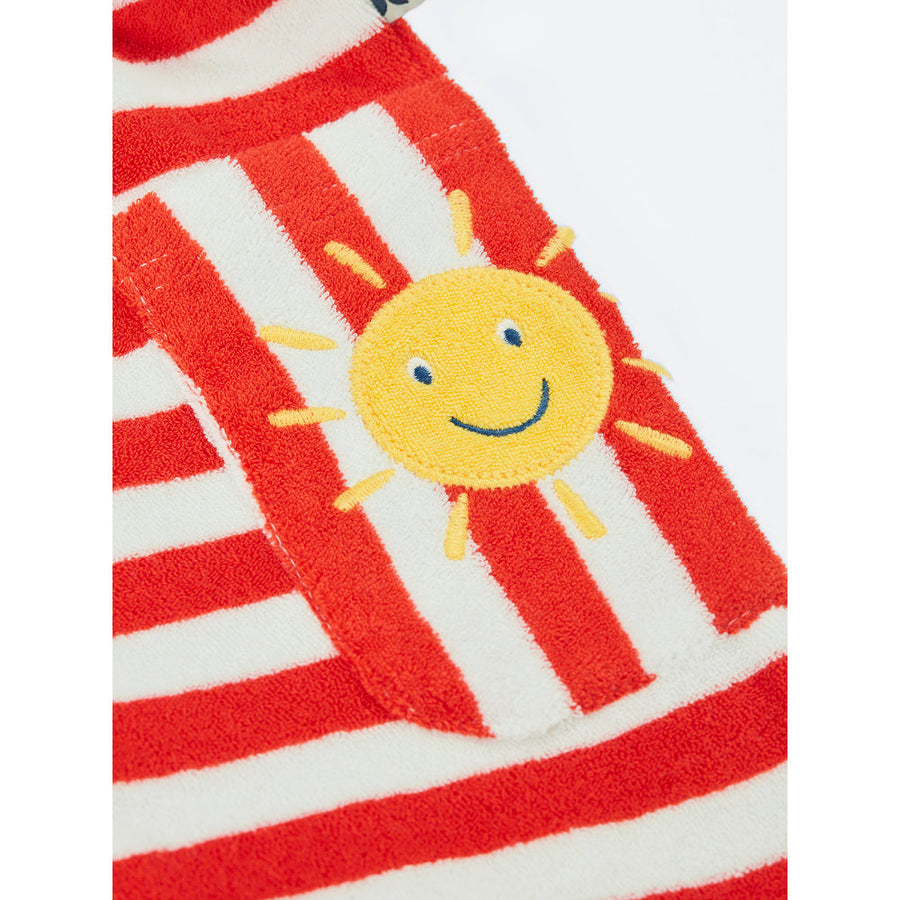 Frugi Harlyn Towelling Playsuit - Papaya Stripe/Sun