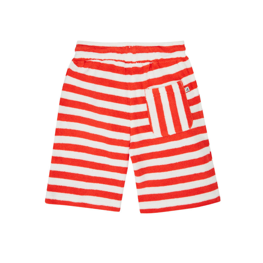 Frugi Beach Towelling Shorts - Papaya Stripe