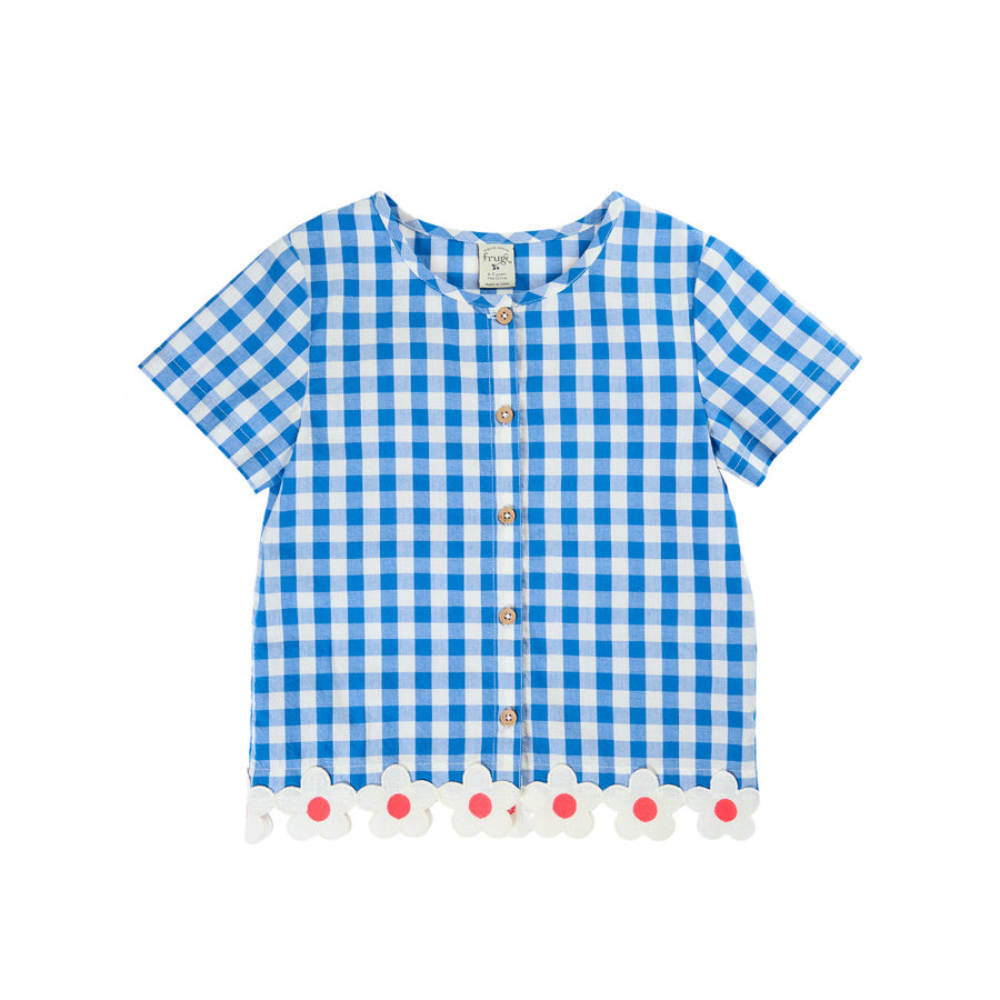 Frugi Sarah Shirt - Cobalt Gingham/Daisy