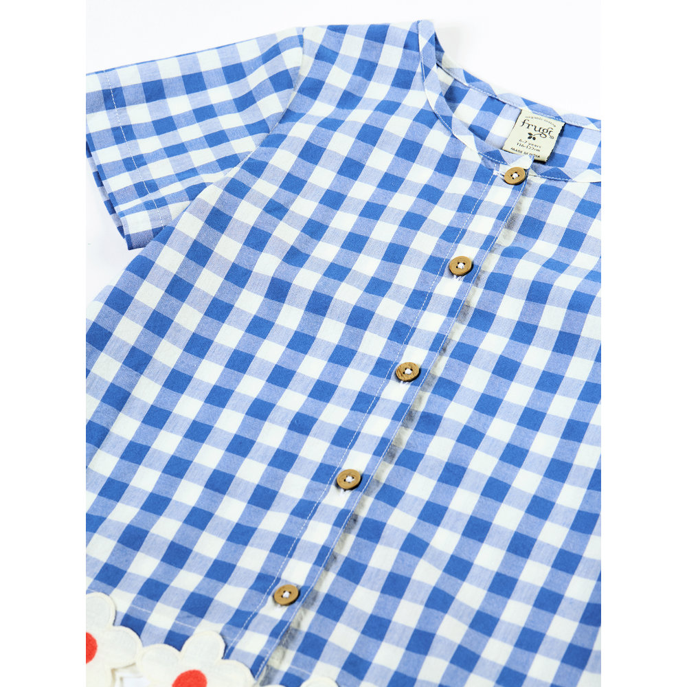 Frugi Sarah Shirt - Cobalt Gingham/Daisy