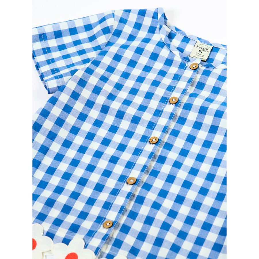 Frugi Sarah Shirt - Cobalt Gingham/Daisy