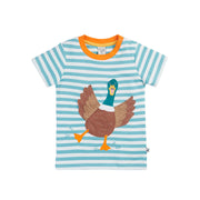 Frugi Sid Circular T-Shirt - Lichen Stripe/Duck