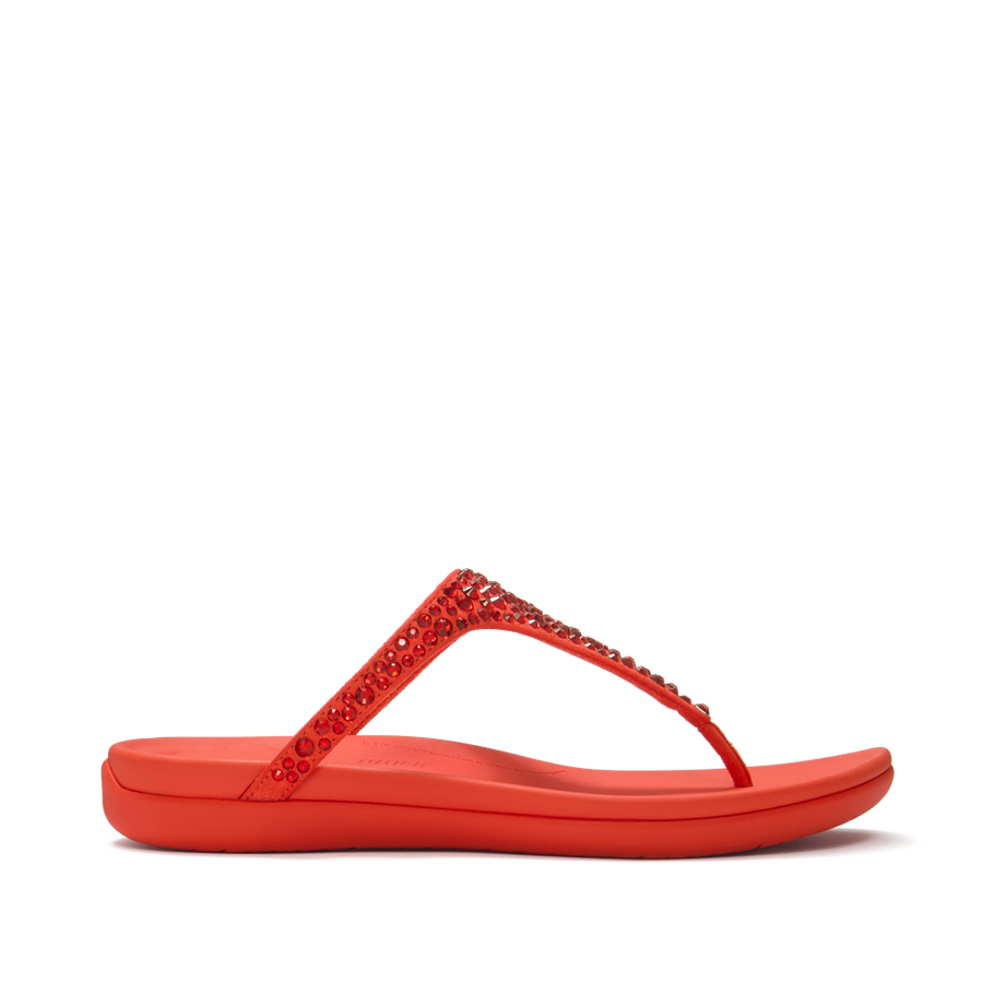 FitFlop A5Y-D49 Cherry Tomato Solay Mixed-Crystal Toe-Post Sandals