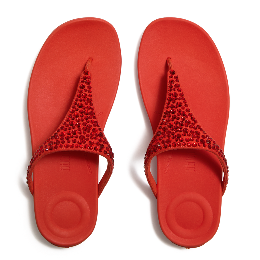 FitFlop A5Y-D49 Cherry Tomato Solay Mixed-Crystal Toe-Post Sandals