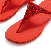 FitFlop A5Y-D49 Cherry Tomato Solay Mixed-Crystal Toe-Post Sandals