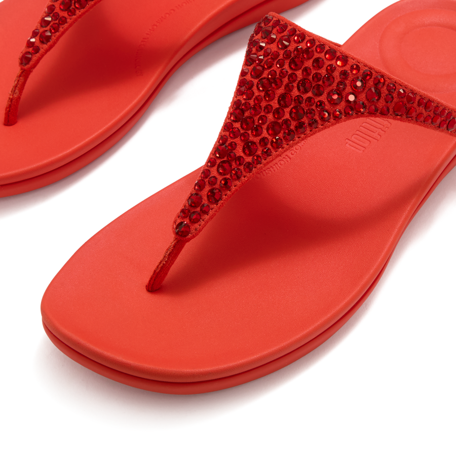 FitFlop A5Y-D49 Cherry Tomato Solay Mixed-Crystal Toe-Post Sandals