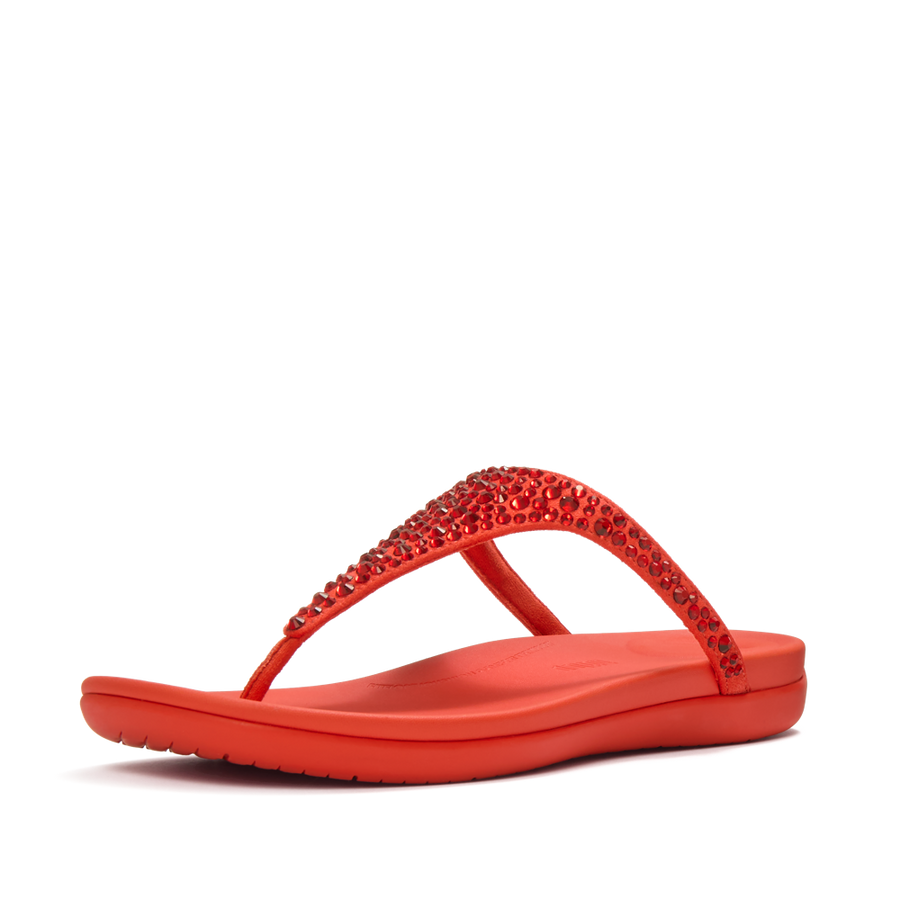 FitFlop A5Y-D49 Cherry Tomato Solay Mixed-Crystal Toe-Post Sandals
