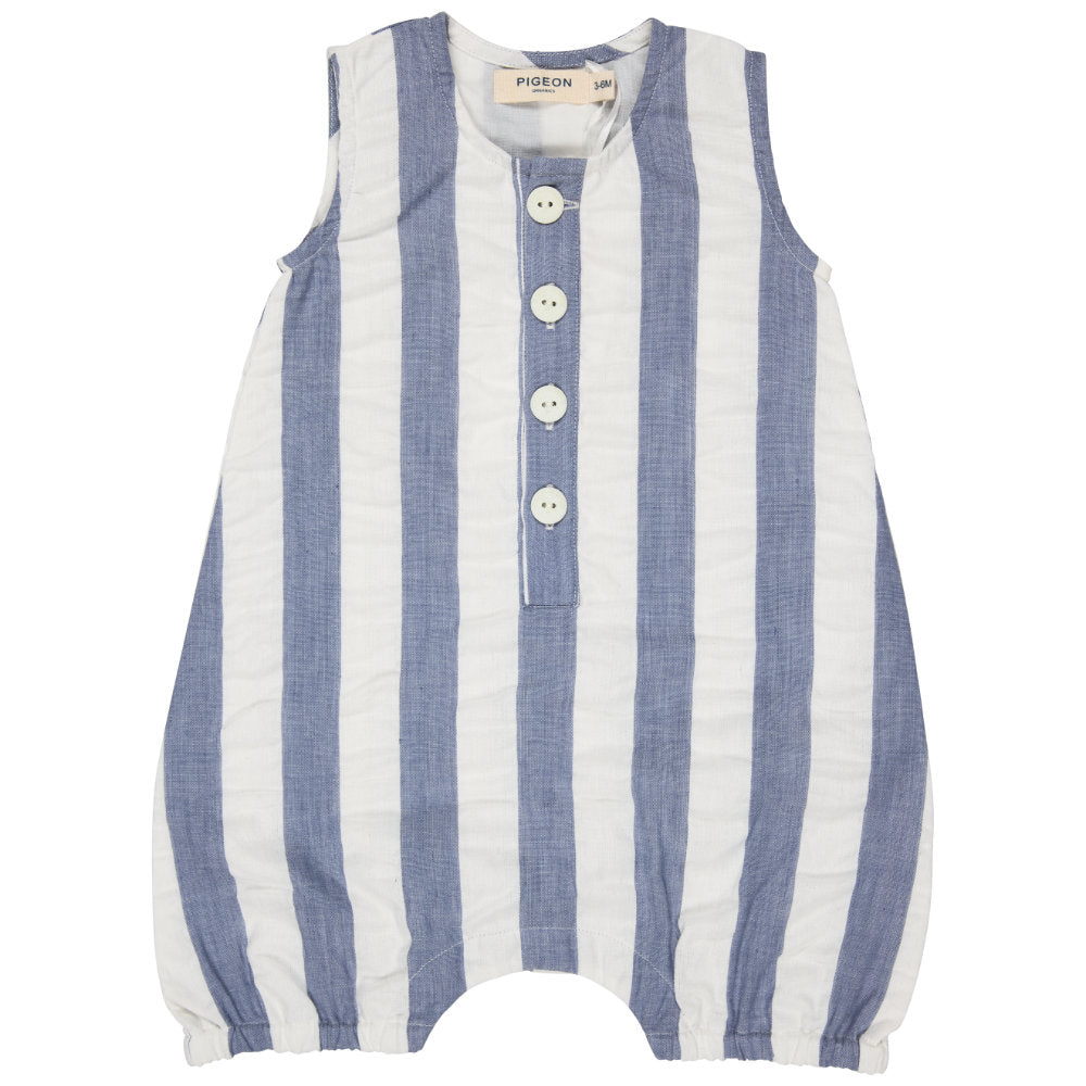 Pigeon Organics Baby All-In-One - Indigo Wide Stripe