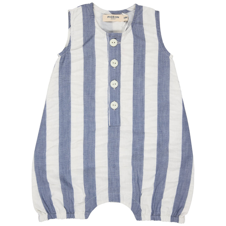 Pigeon Organics Baby All-In-One - Indigo Wide Stripe