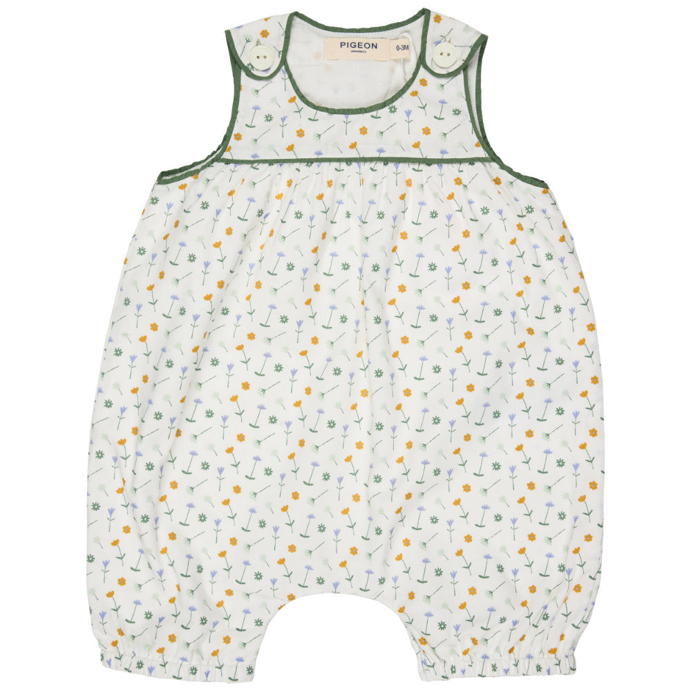 Pigeon Organics Baby Playsuit - Flowers White