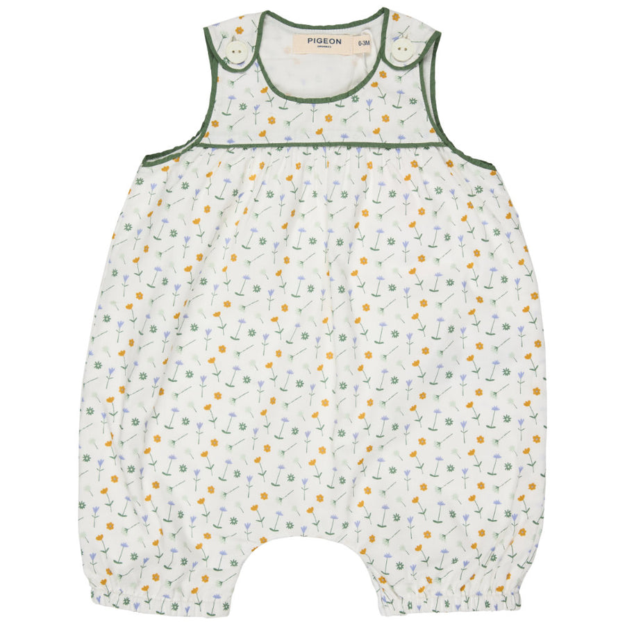 Pigeon Organics Baby Playsuit - Flowers White