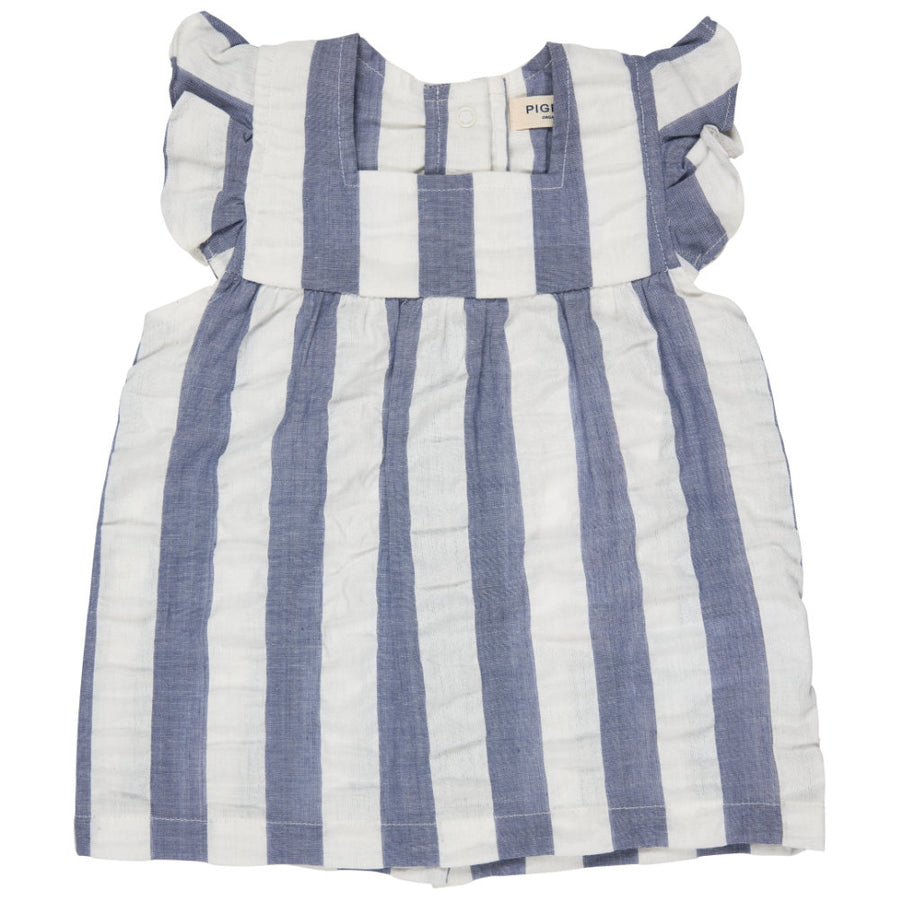 Pigeon Organics Frill Sleeve Seersucker Tunic - Indigo