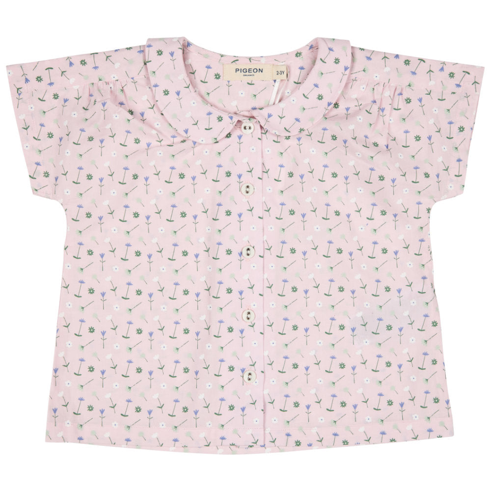 Pigeon Organics Peter Pan Collar Blouse - Flowers Pink