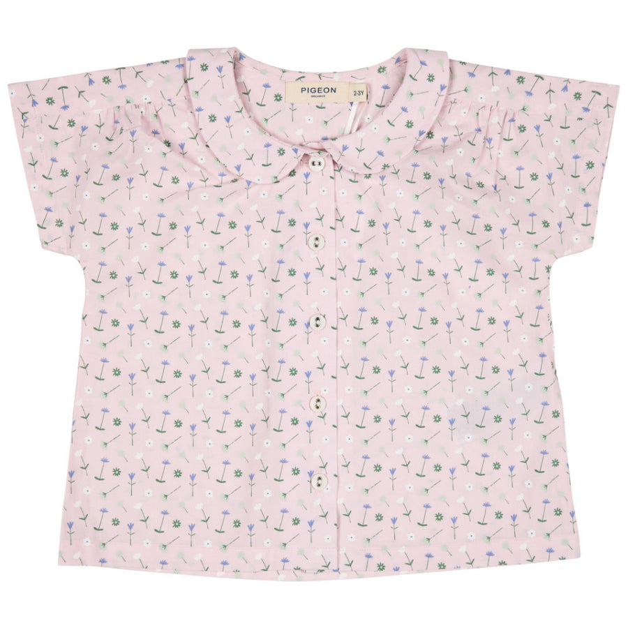 Pigeon Organics Peter Pan Collar Blouse - Flowers Pink