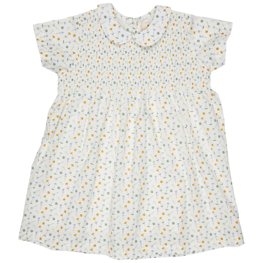 Pigeon Organics Smock Peter Pan Collar Dress - Flowers White