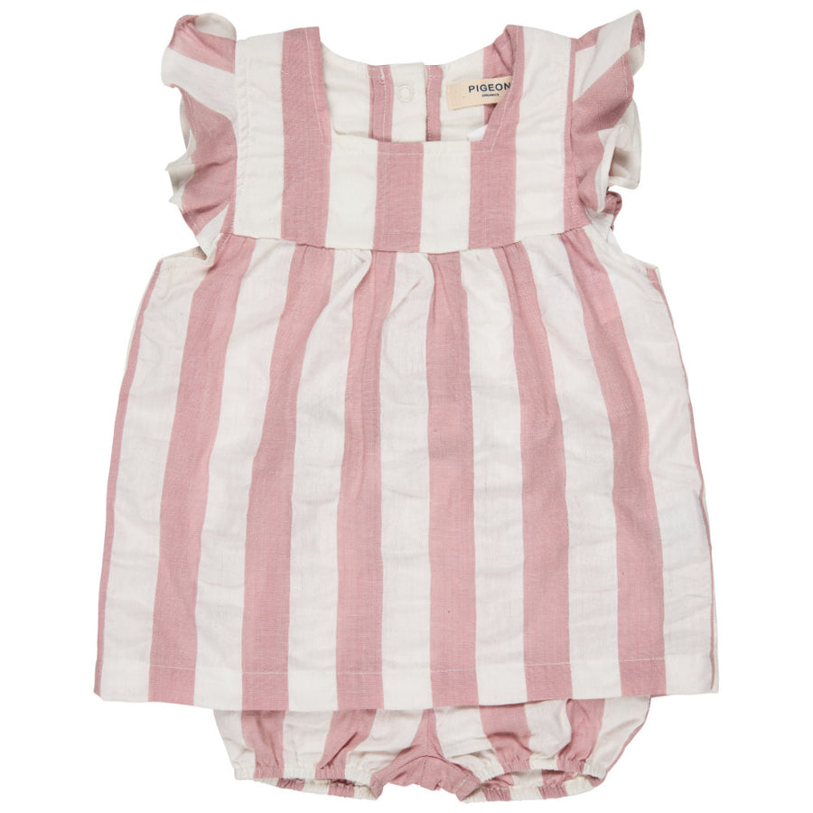 Pigeon Organics Tunic Set Seersucker Wide Stripe - Pink