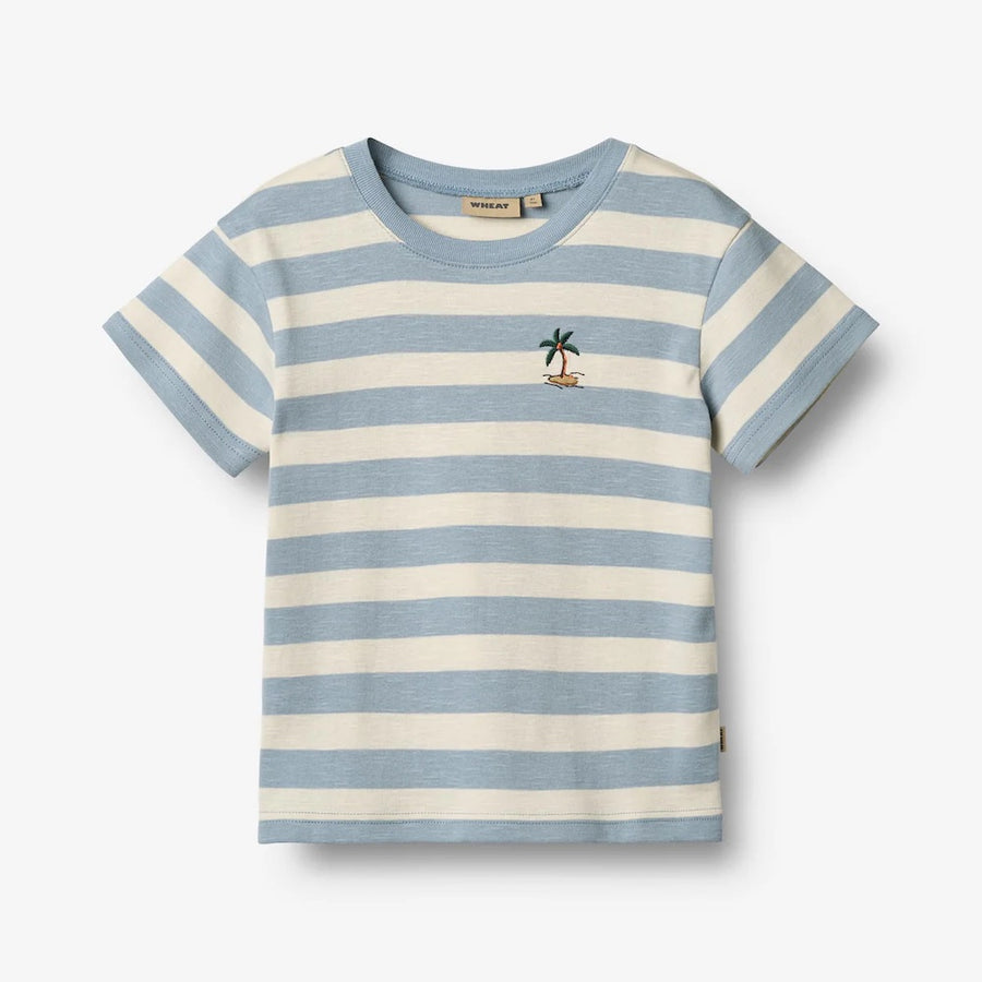 Wheat T-Shirt S/S Liam - 9420 Calm Blue Stripe