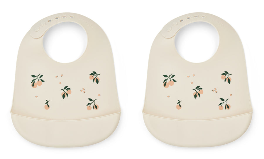 Liewood Tilda Printed Silicone Bib 2-Pack Peach / Sea Shell Mix LW14795
