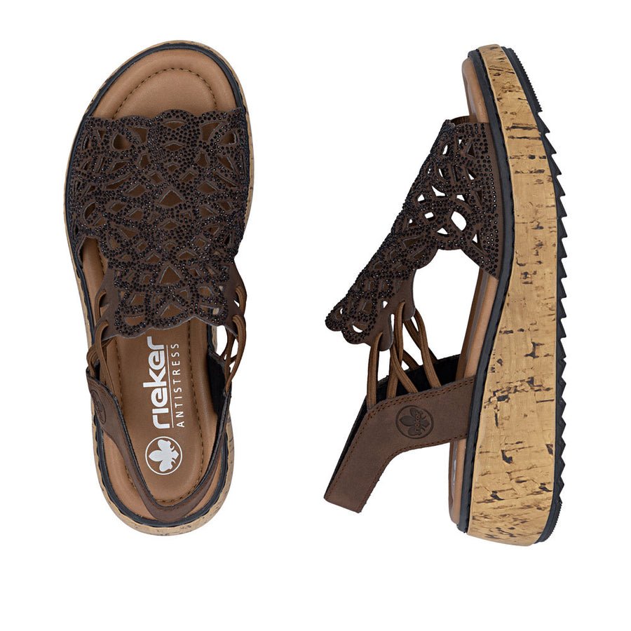 Rieker V1765-24 Brown Wide Fit Sandals