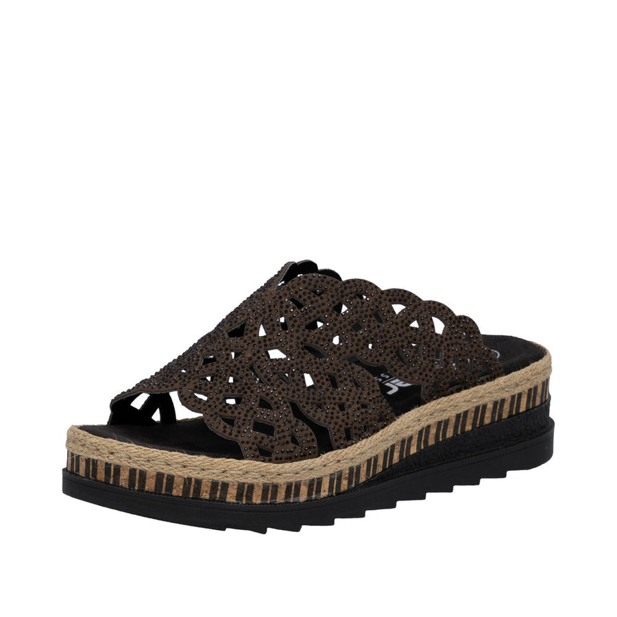 Rieker V7992-24 Brown Chunky Mules