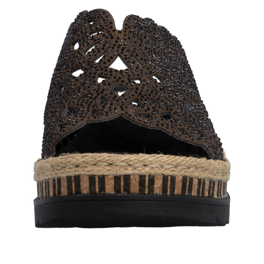Rieker V7992-24 Brown Chunky Mules