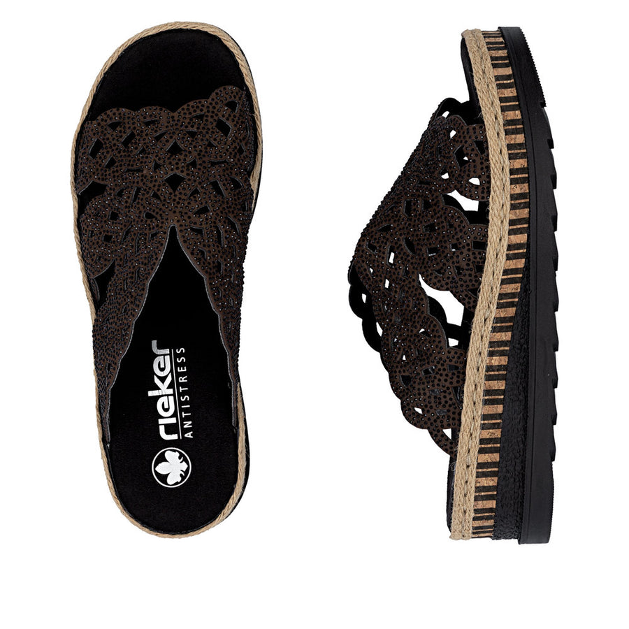 Rieker V7992-24 Brown Chunky Mules