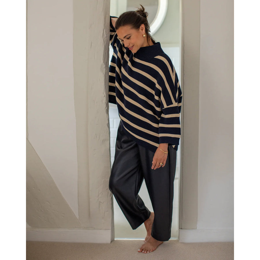 Chalk Vicki Jumper Stripe Navy/Sand