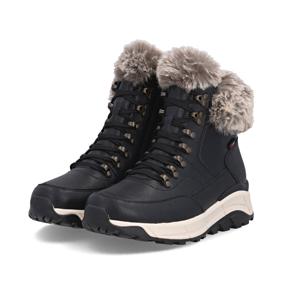 Rieker W0063-00 Womens Waterproof Warm Lined Black Boots