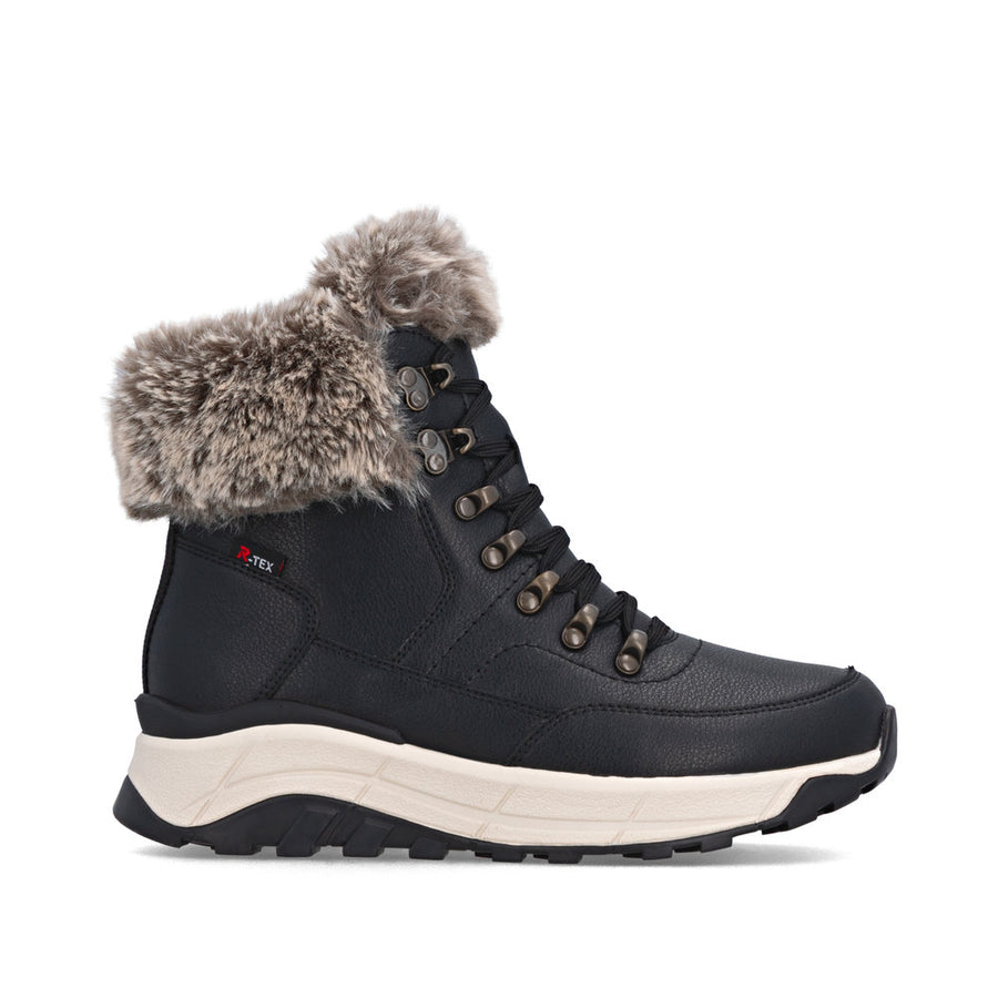 Rieker W0063-00 Womens Waterproof Warm Lined Black Boots