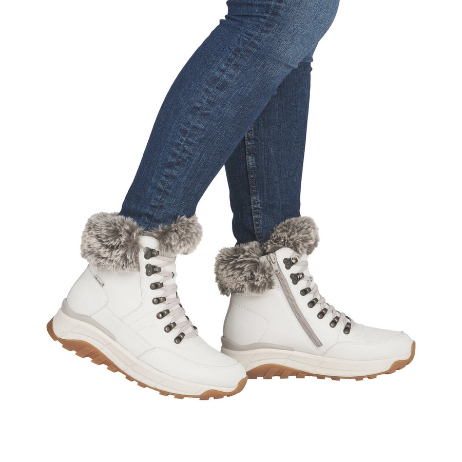 Rieker W0063-80 Womens Waterproof Warm Lined White Boots