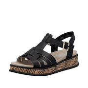 Rieker Sport W0853-00 Black Leather Sandals
