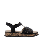 Rieker Sport W0853-00 Black Leather Sandals