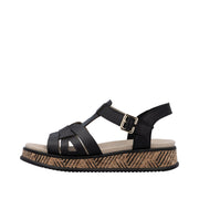 Rieker Sport W0853-00 Black Leather Sandals