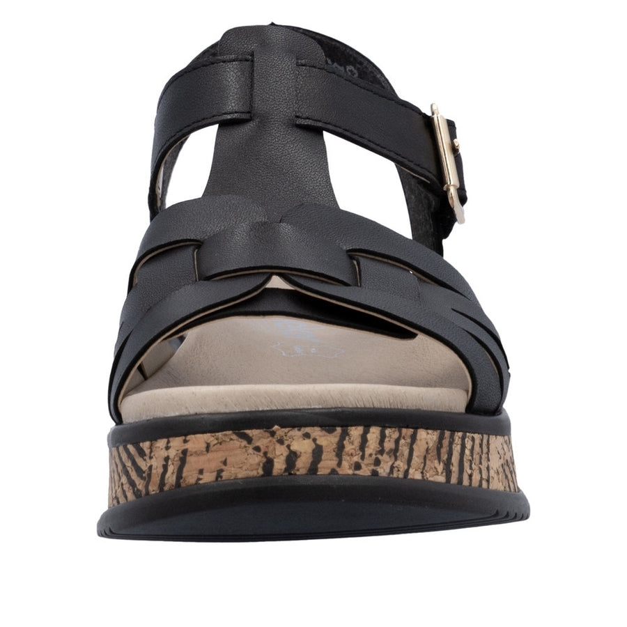 Rieker Sport W0853-00 Black Leather Sandals