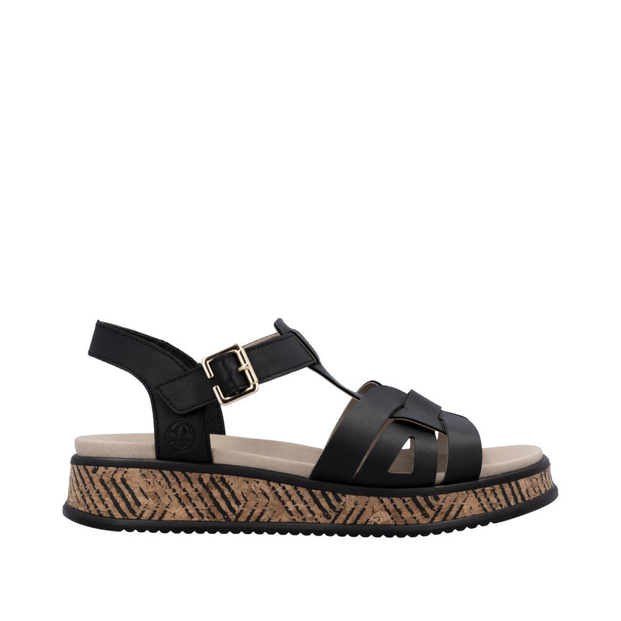 Rieker Sport W0853-00 Black Leather Sandals