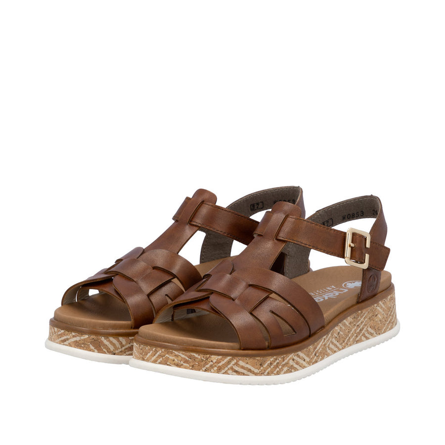 Rieker Sport W0853-24 Brown Leather Sandals