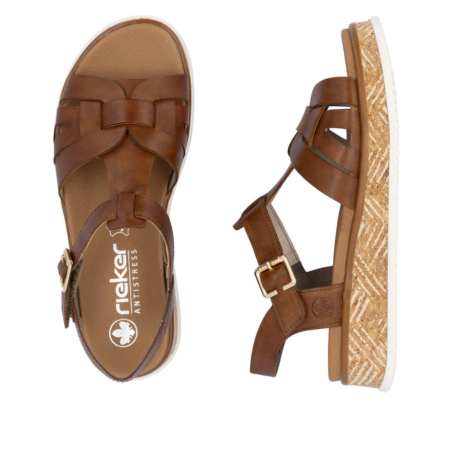 Rieker Sport W0853-24 Brown Leather Sandals