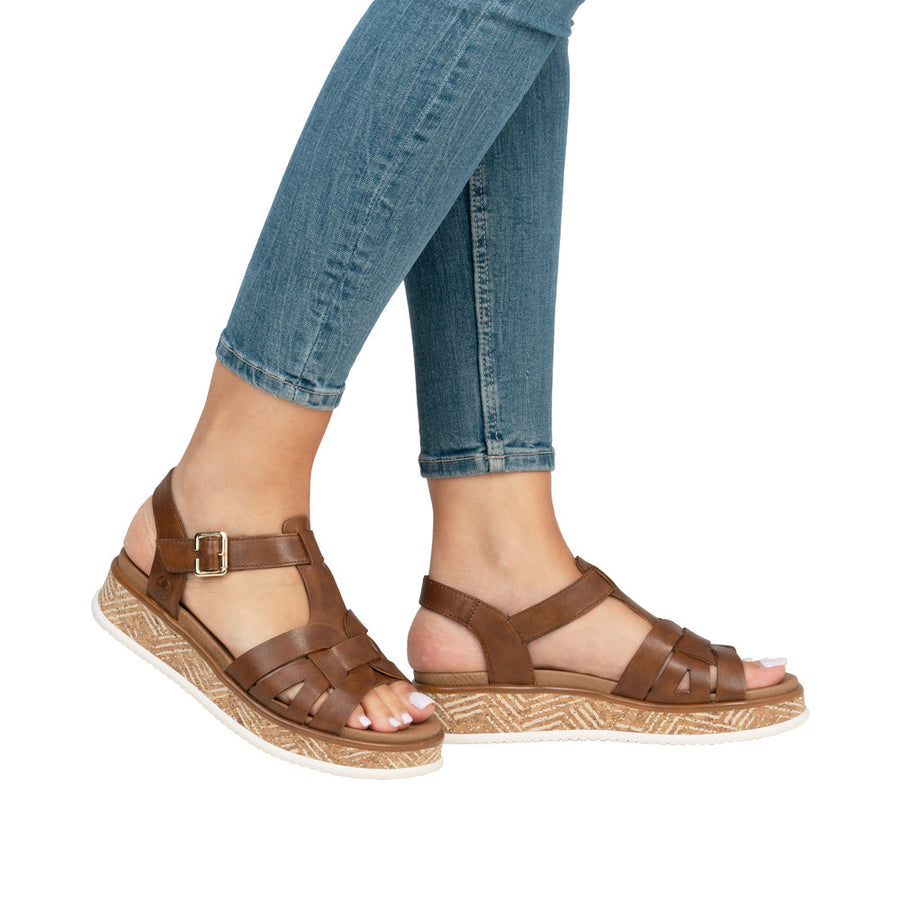 Rieker Sport W0853-24 Brown Leather Sandals