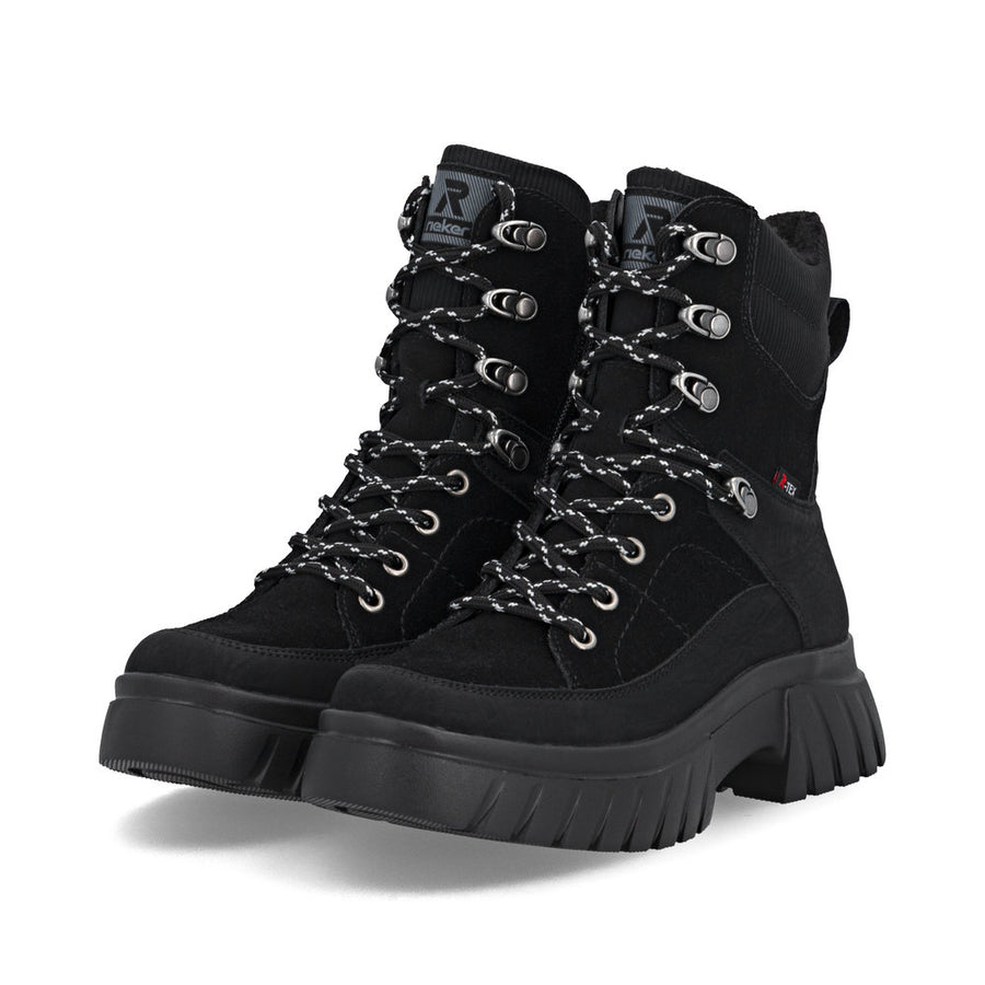 Rieker W1871-00 Womens Waterproof Wide Fit Black Boots