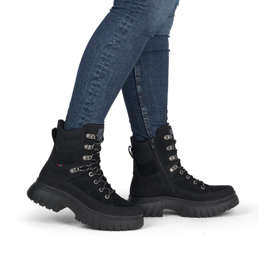 Rieker W1871-00 Womens Waterproof Wide Fit Black Boots