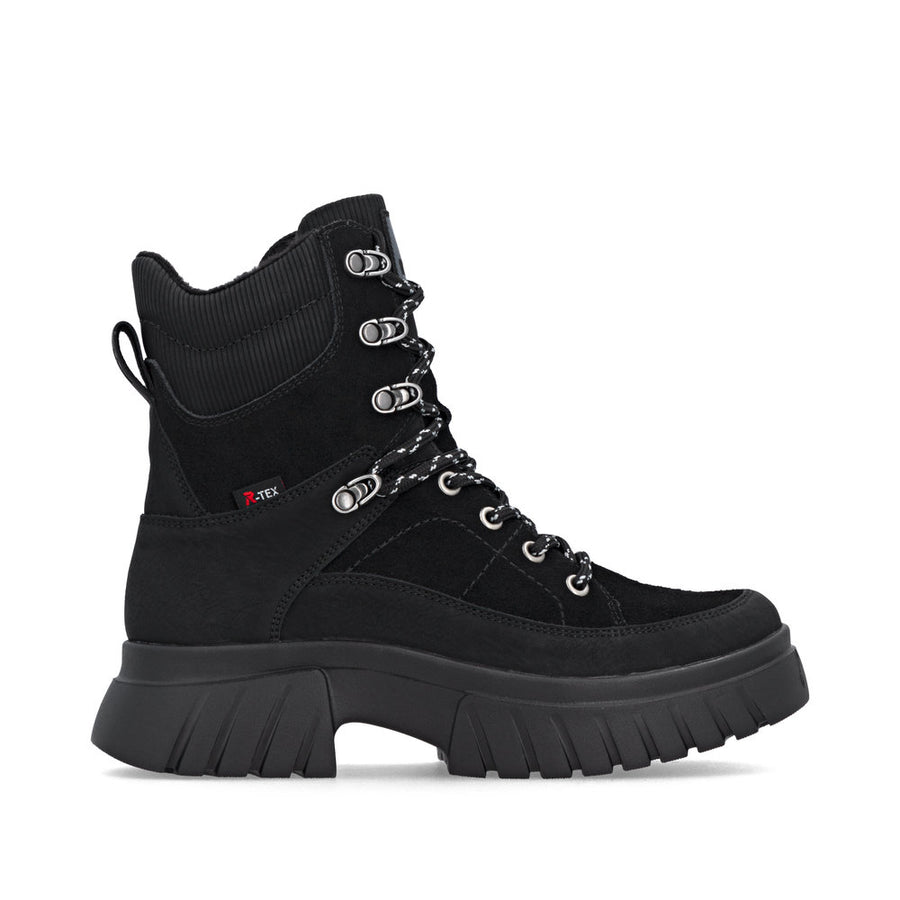 Rieker W1871-00 Womens Waterproof Wide Fit Black Boots